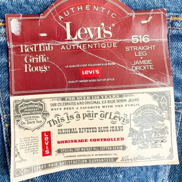 Vintage Levi's 516 Deadstock Brand new w Tags Straight leg Jeans 31/32 - Picture 9 of 9